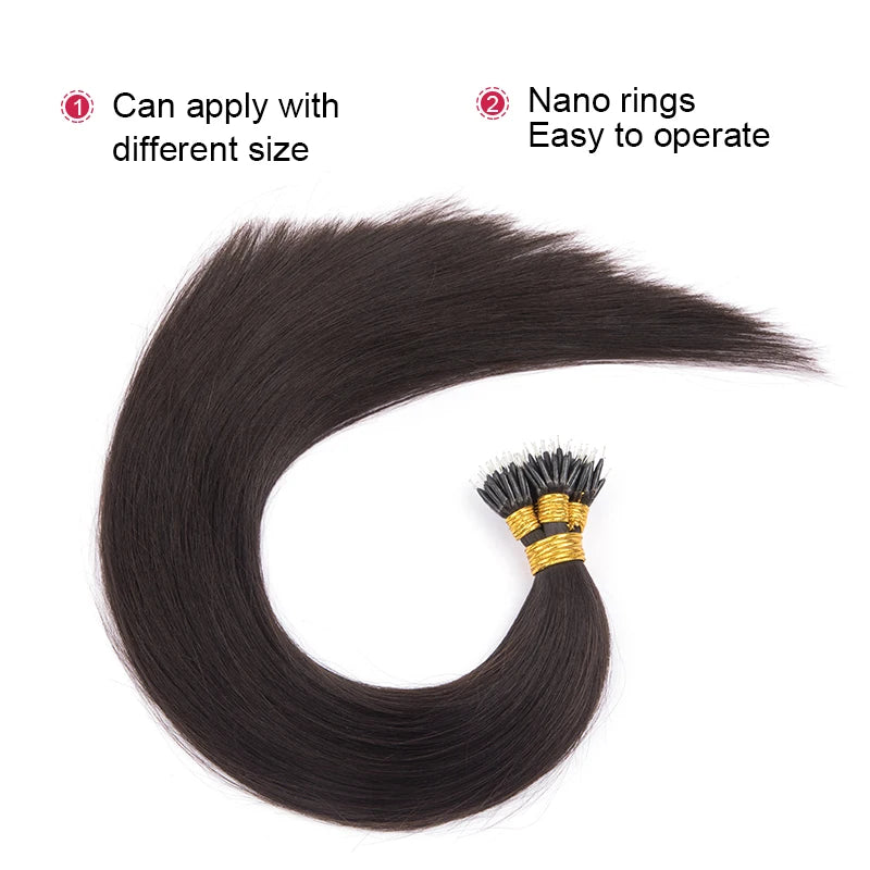 Straight Nano Rings Hair Extension 100% Natural Human Hair Extensions 0.8g/1g/ Strand 50pcs Fusion Hair Extension Ombre Blond