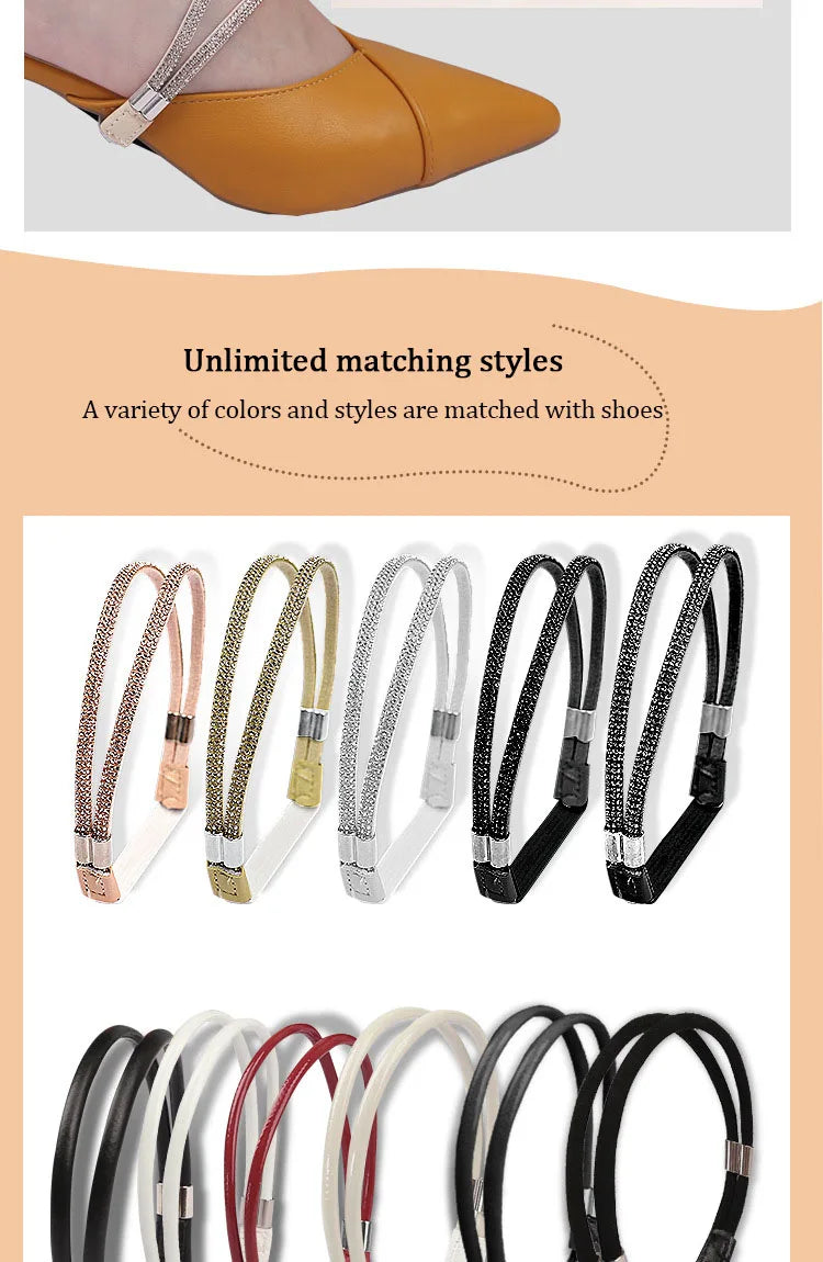 High Heels Shoes Band Anti-loose for Women Diamond Shoelaces Anti-drop Heel Straps Belt Drill Elastic Fixing Rhinestone Belts