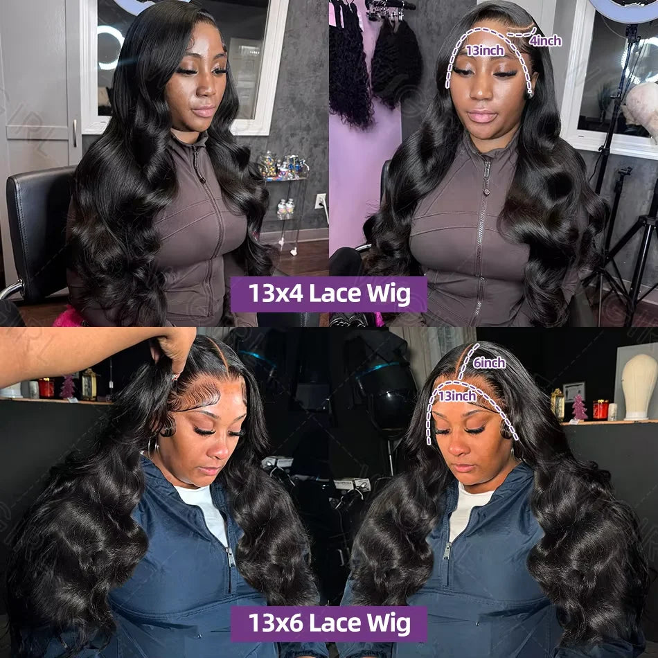 Wigirl High 200 Density 30 40 Inch 13x6 HD Transparent Body Wave Lace Front Human Hair Wigs Brazilian Wavy 13x4 Lace Frontal Wig