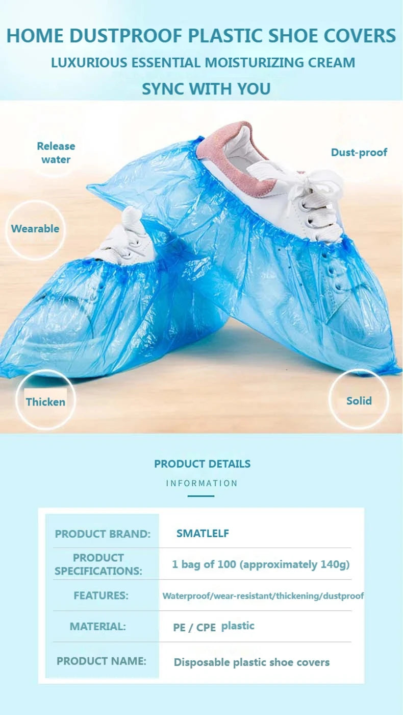 100Pcs/Set Plastic Disposable Shoe Cover Rain Boots Cover For Women Men Sneaker Protector Outdoor Rainy Day Overshoes Accessorie