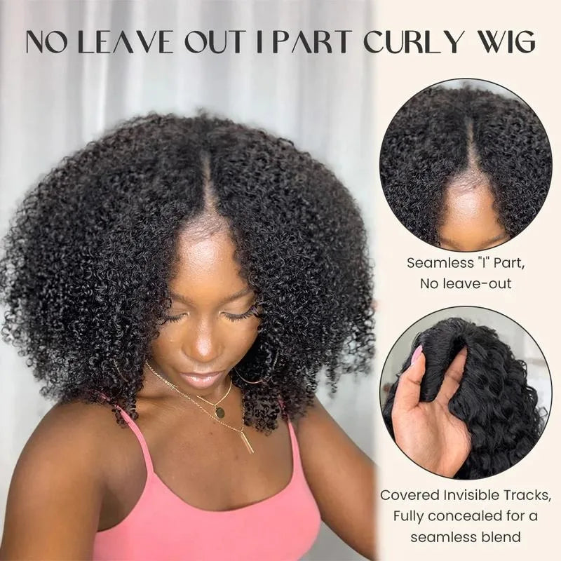 12A Jerry Curly V Part Wig Human Hair Upgrade U Part Human Hair Wigs Brazilian V Shape Kinky Curly Wig No Leave Out 200% Density