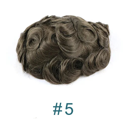 Natural Frontline Dark Brown#2 Black Blonde Super Durable Thin HD Skin PU 1B50 1B80 Grey Men's Toupee 100% Human Hair Wig System