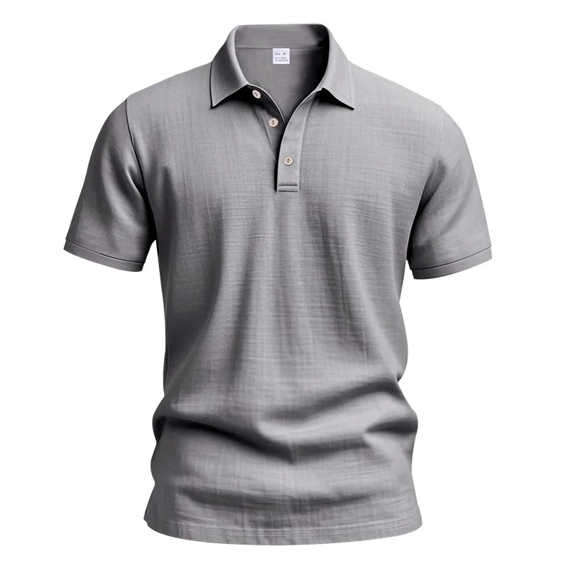 2025Summer New Men's Shirt British Style Loose Trendy Breathable Linen Casual Polo Collar Series POLO Shirt Short Sleeve
