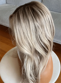 18 Platinum Blonde Dark Root Wavy Synthetic Wig Little Wig Museum Hairloss Alopeica Chemo Wig Cosplay Handmade Wigs Glueless Wig