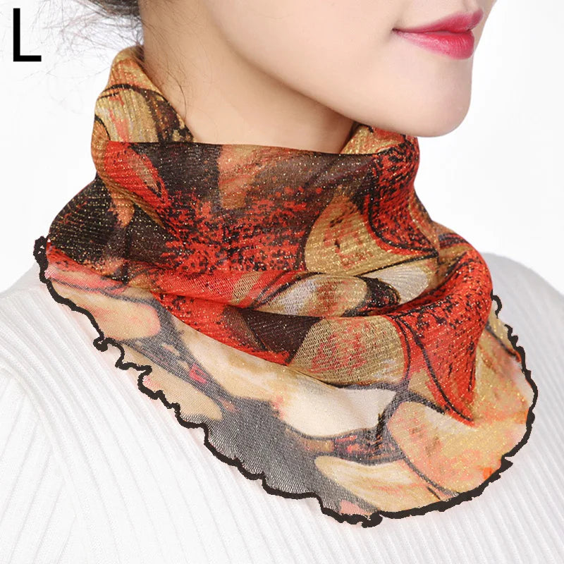 Fashion Summer Chiffon Neck Collar Silk Scarf Women Sunscreen Face Mask Headscarf Bandana Cycling Anti-uv Multi-function Scarves