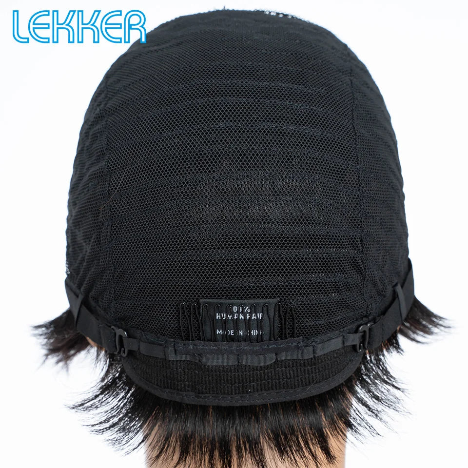 Lekker Short Pixie Cut Bob 100% Human Hair Wigs For Women Brazilian Remy Hair Natural black Full Machine Made Daily Straight Wig