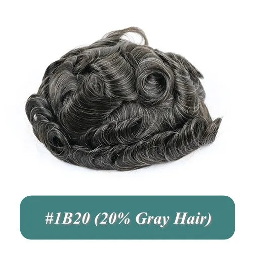 Undetected 0.02mm Thin Skin Natural Hairline Human Hair Men Toupee Black Gray Brown Blonde Male Hair Light Capillary Prosthesis