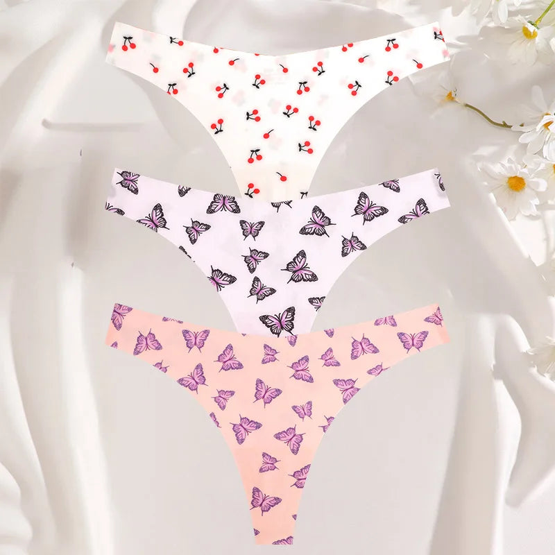 3PCS/SET Sexy G-String For Women Colorful Bikini Female Underwear T-back Intimates Lingerie Seamless Low Waist Underpants Lady