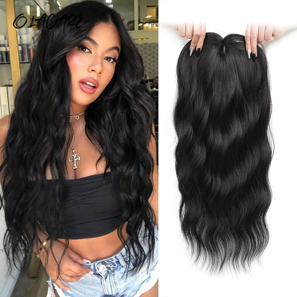 Synthetic Topper Clip In Hair Extensions with Bangs for Women Increase The Amount Of Hair On The Top Of The Head Cover The White
