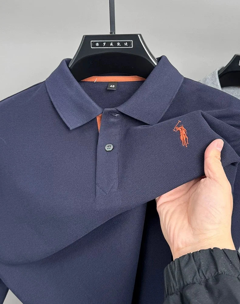High end brand 100% cotton long sleeve polo shirt men's autumn fashion designer new Paul Pony embroidery casual golf T-shirt