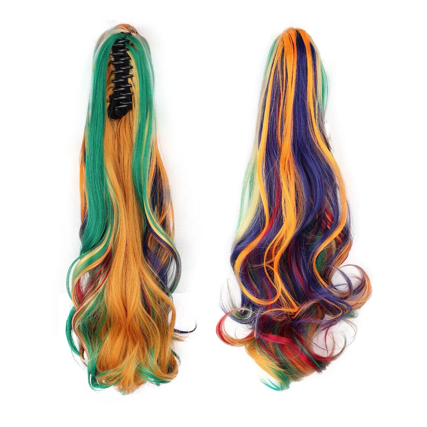 Curly Ponytail Extension Claw Clip in 24" Ponytail Hair Extension Synthetic Wavy Ponytail Extension Fluffy Natural Hairpieces