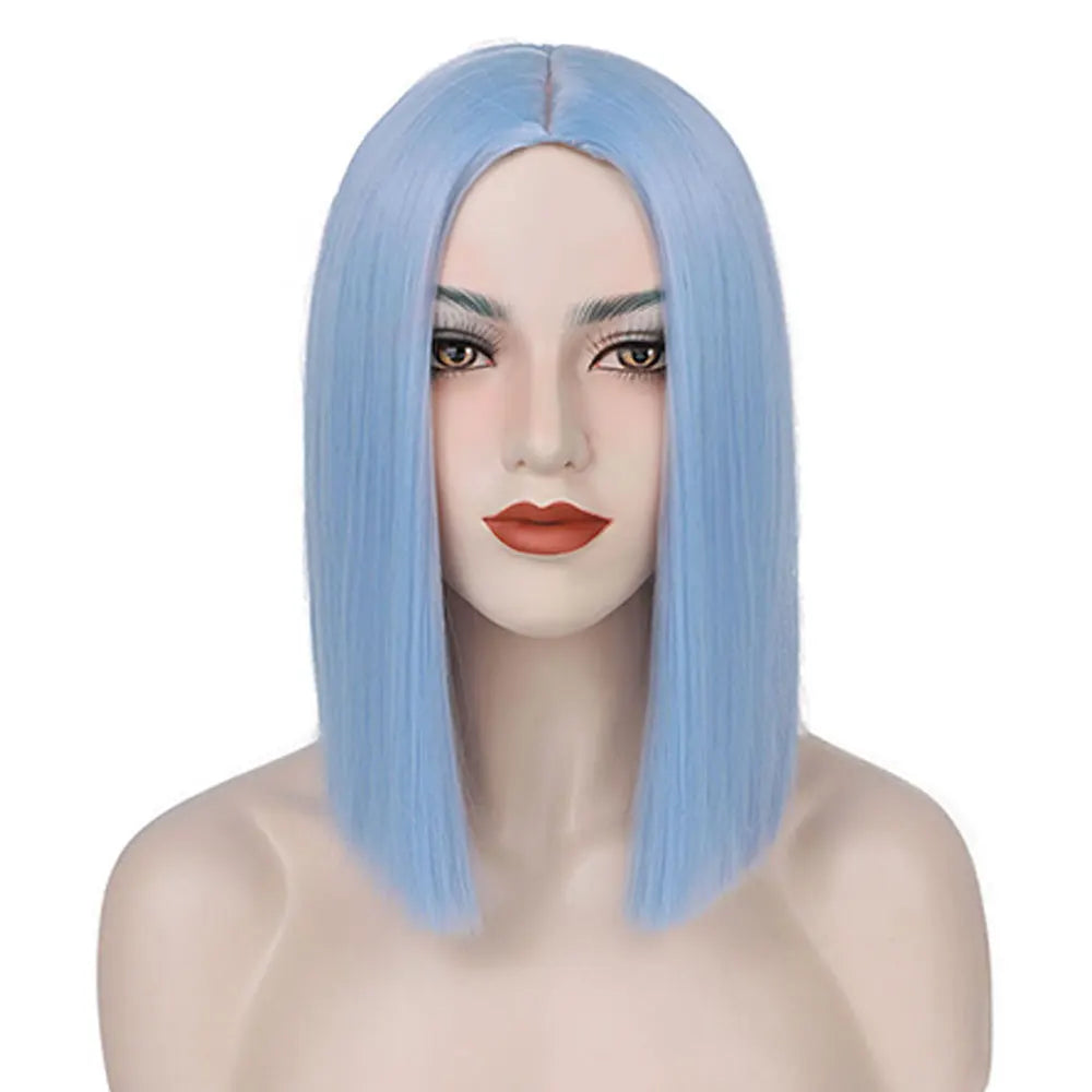 Purple Synthetic Short Bob Wig Straight Wig for Women Shoulder Length Wigs Colorful Wig for Daily Use Party Cosplay