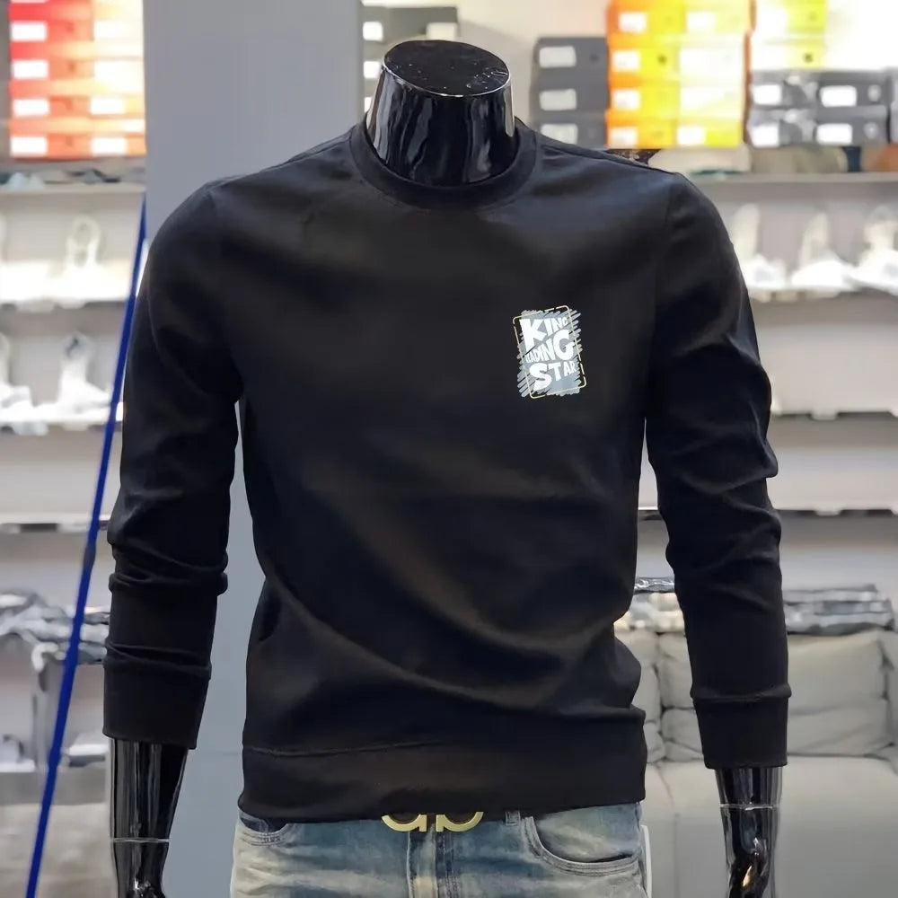 Autumn Men Graphic Sweatshirts Hoodied Printed Long Sleeve T-shirt Harajuku Cotton Hip hop Tees Sports Top Men Clothing 2024