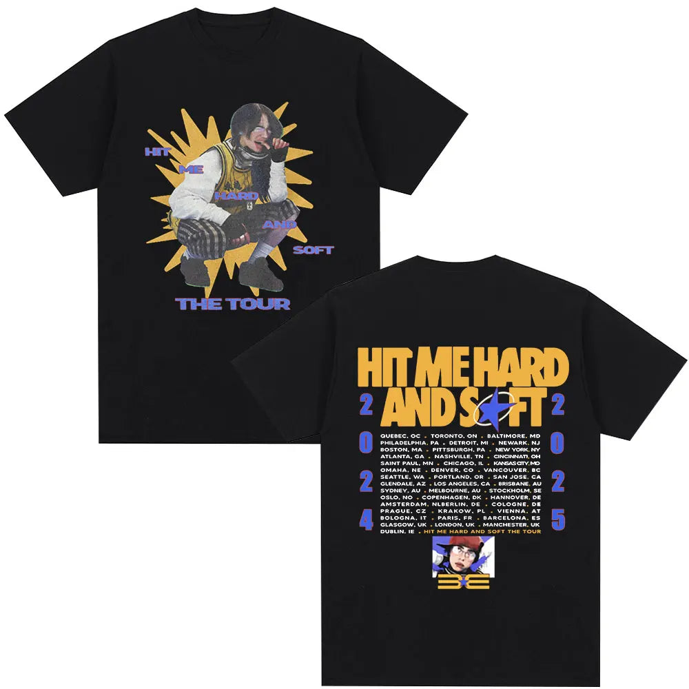 Hit Me Hard and Soft 2024 Tour T Shirt Men Women Fashion Hip Hop T Shirts 100% Cotton Loose Short Sleeve T-shirts Fans Gift Tops