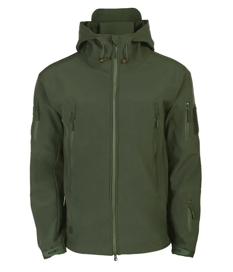 2025 New Fashionable Shark Skin Soft Shell Jacket Men's Tactical Windproof Waterproof Jacket Men's Jacket Hooded Jacket S-XXXXL