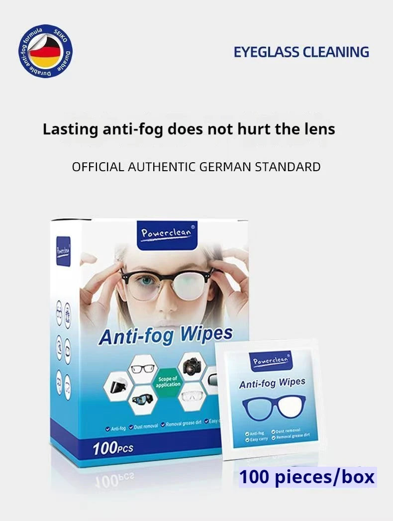 100Pcs/Box Glasses Cleaner Wet Wipe Disposable Anti Fog Misting Dust Remover Cleaning Lens Wipes Sunglasses Phone Screen