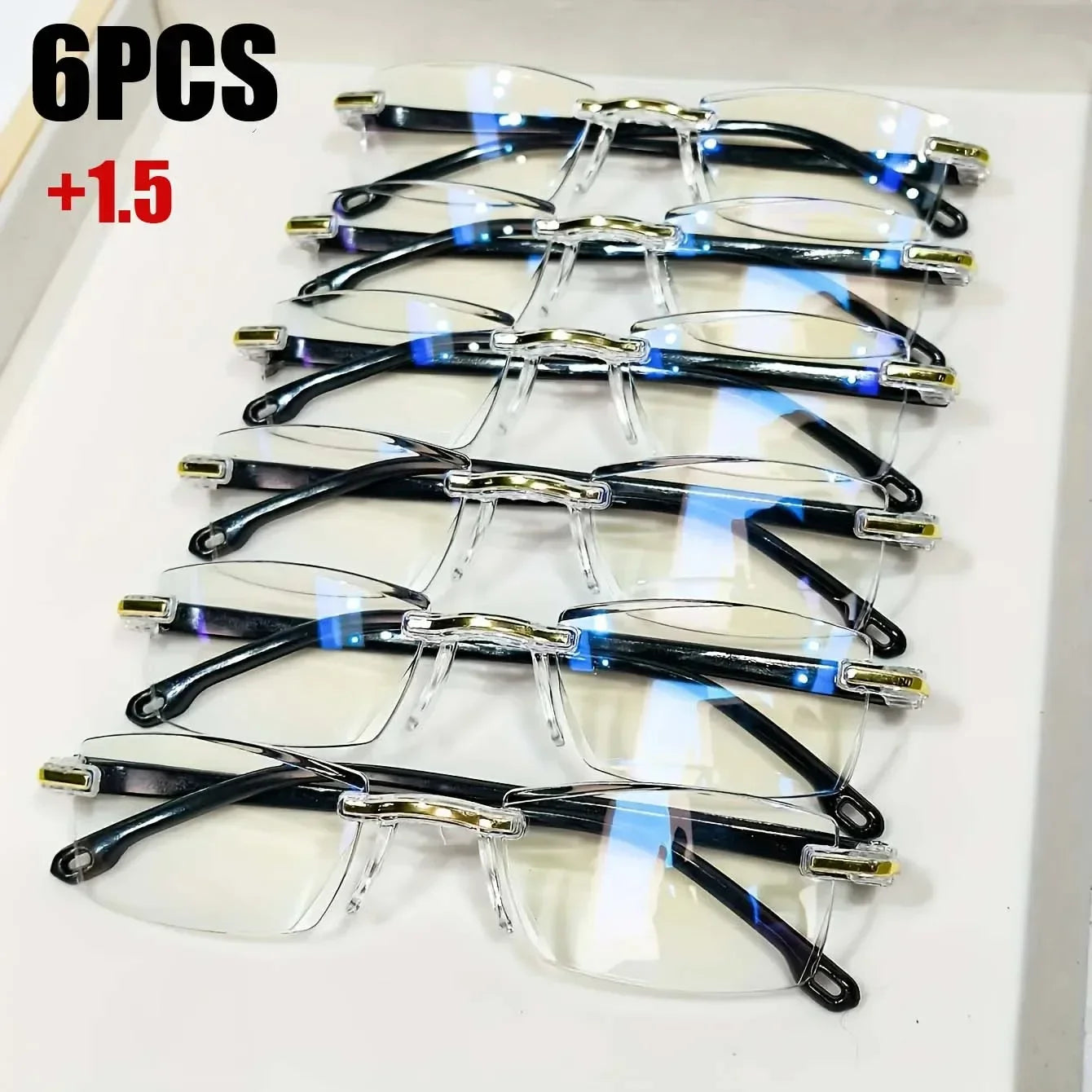 6Pairs of Simple Men'S Square Reading Glasses Anti Blue Light Reading Eyes Fashion Full Frame Hyperopia Glasses Reading Glasses