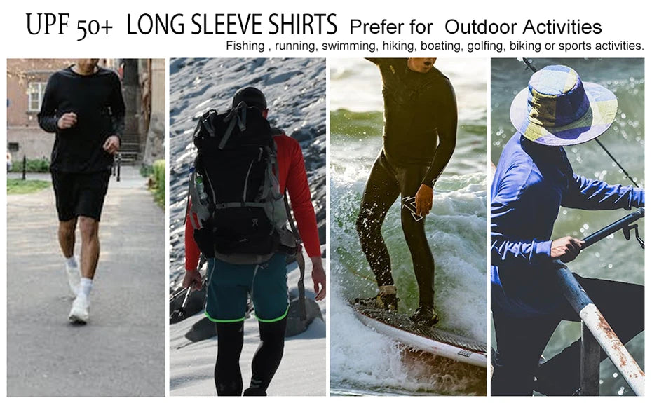 MAGCOMSEN Men's Sun Protection T-shirt Long Sleeve Hiking Fishing Shirts UPF50+ UV Block Spring Summer Casual Tee Workout Shirts
