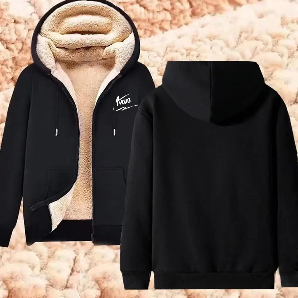 Anuel AA Printed Hoodies Real Hasta La Muerte Casual Zipper Jackets Thicken Lambswool Men Women Clothing Oversized Y2K Clothes
