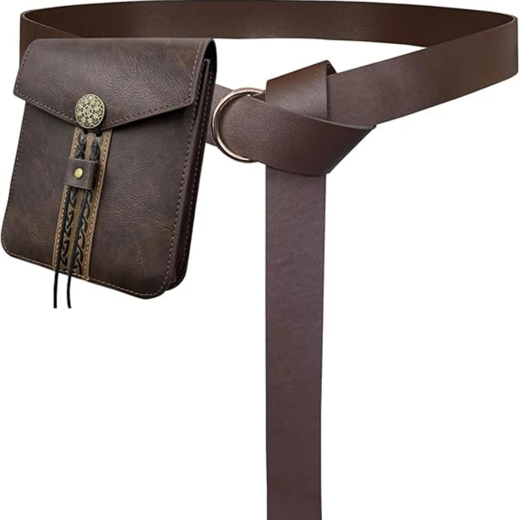 Renaissance Medieval Belt Skirt Hiking Viking Horn Design Leather Cover for Dagger And Sword Frog Accessory