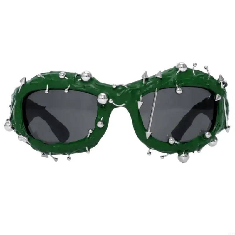 Y88A Cool Hiphop Dancing Sunglasses With Rivet Frame For Various Occasion Everyday Use and Punk Eye Glasses for Night Event