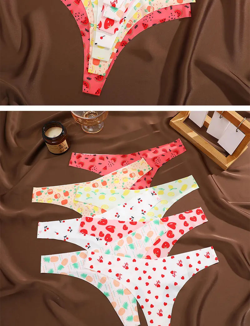 3PCS/SET Sexy G-String For Women Colorful Bikini Female Underwear T-back Intimates Lingerie Seamless Low Waist Underpants Lady
