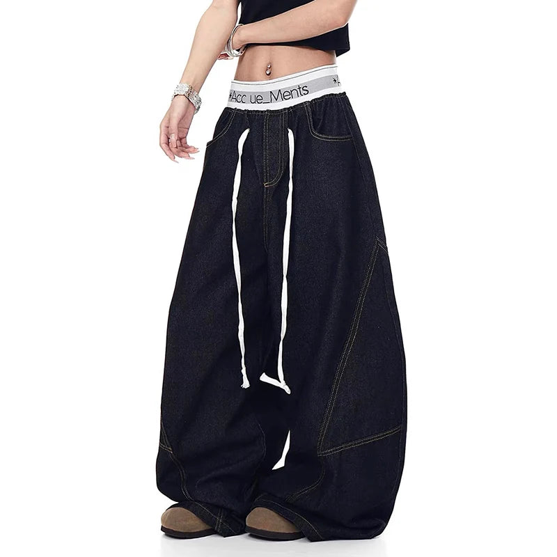 Men's Black Punk Y2k Baggy Jeans Harajuku 90s Vintage Denim Trouser Japanese 2000s Style Boyfriend Jeans Pants Oversize Clothes