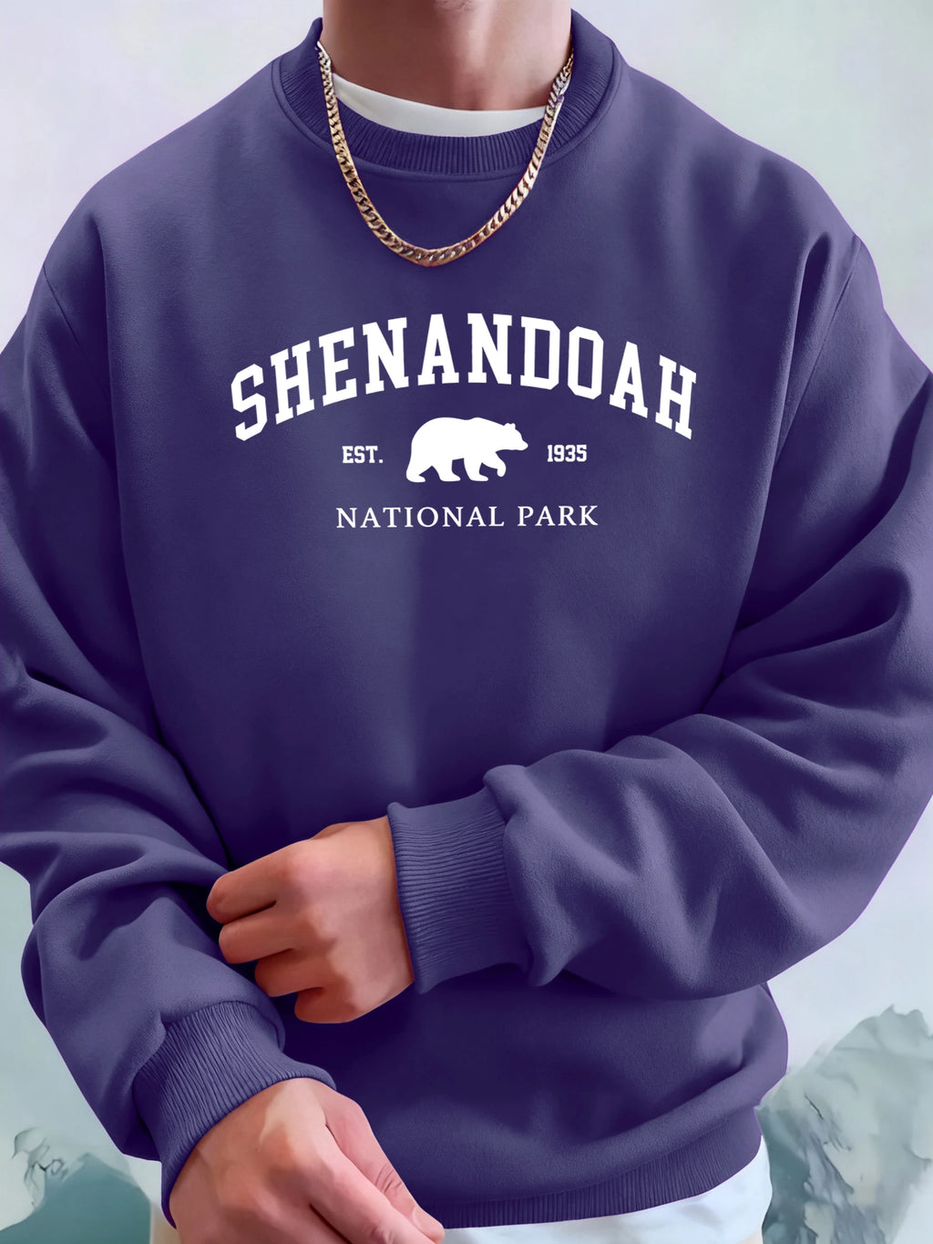 Senandah National Park Bear Prints Hoodie Men Warm Pocket Hooded Pullover Fleece Basics Sweatshirts Comfortable Sport Streetwear
