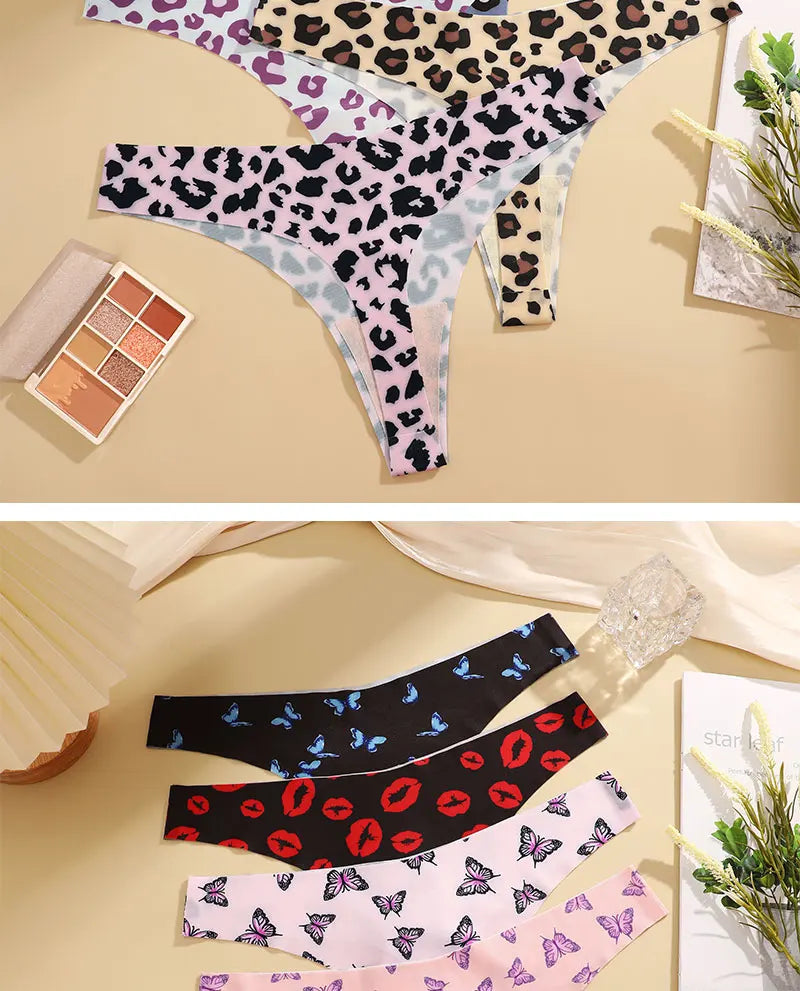 3PCS/SET Sexy G-String For Women Colorful Bikini Female Underwear T-back Intimates Lingerie Seamless Low Waist Underpants Lady