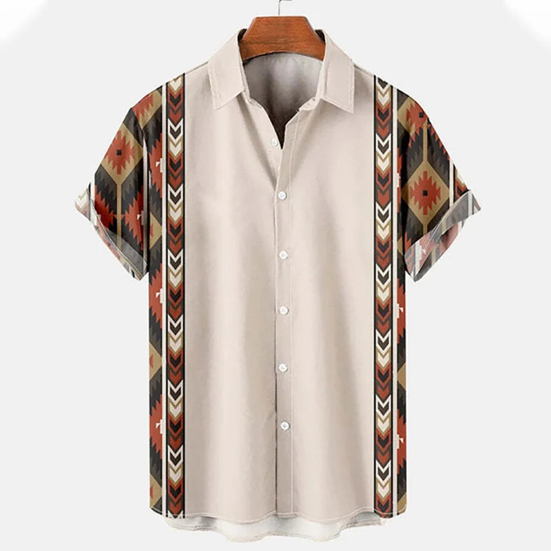 Hawaiian Beach Shirts Ethnic Style 3D Print Streetwear Men Women Fashion Vintage Short Sleeve Shirt Blouse Harajuku Man Clothing