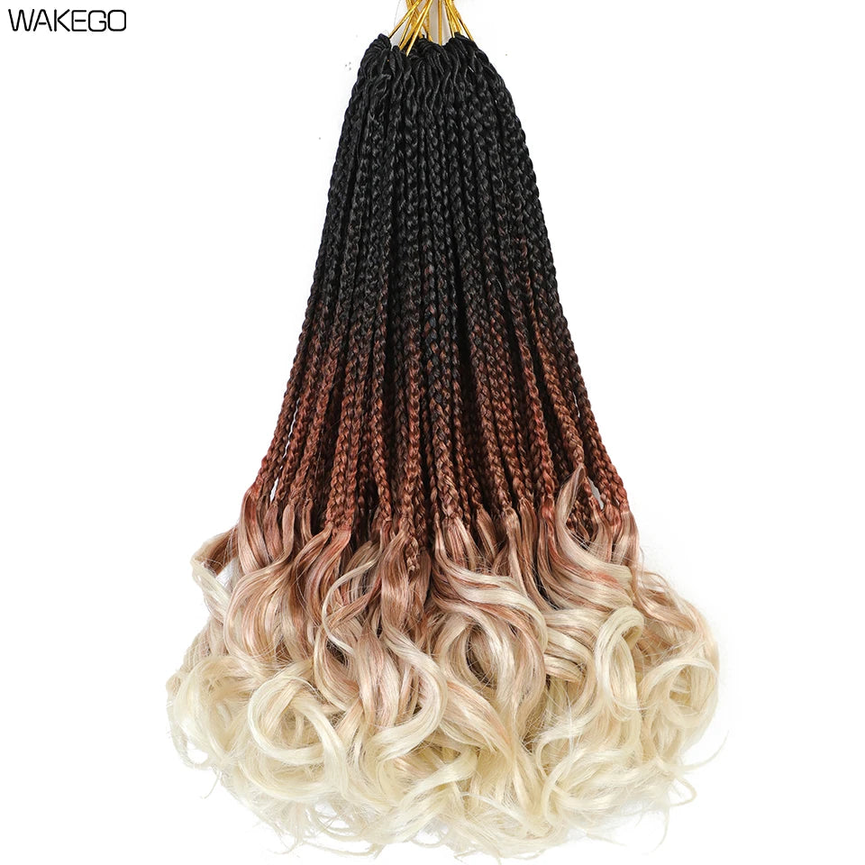 24 18 14 Inches French Curly Crochet Braids New Goddess Box Braids Bouncy French Curl Braid Hair Crochet Synthetic Braiding Hair