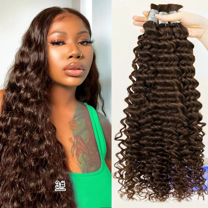 Wholesale Red Deep Wave Hair Bulk for Boho Braids 100% Human Hair Extensions No Weft Blonde Red Curly 613 Vietnamese Hair 30inch