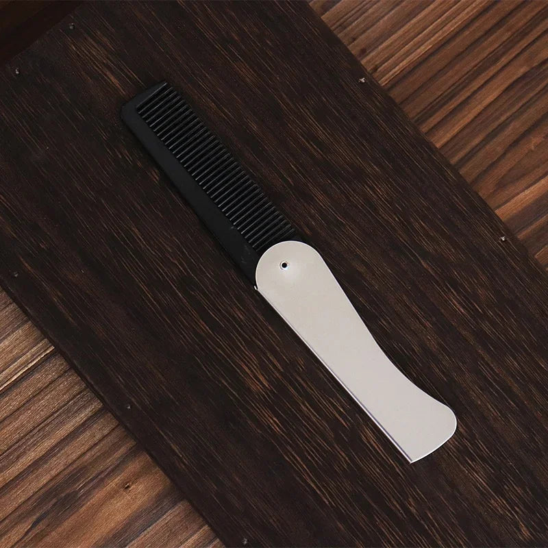 Foldable Anti-Static Steel Pocket Comb – Portable Styling Tool for Men’s Hair, Beards & Real Hair Wigs