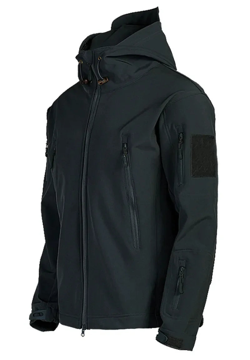 2025 New Fashionable Shark Skin Soft Shell Jacket Men's Tactical Windproof Waterproof Jacket Men's Jacket Hooded Jacket S-XXXXL