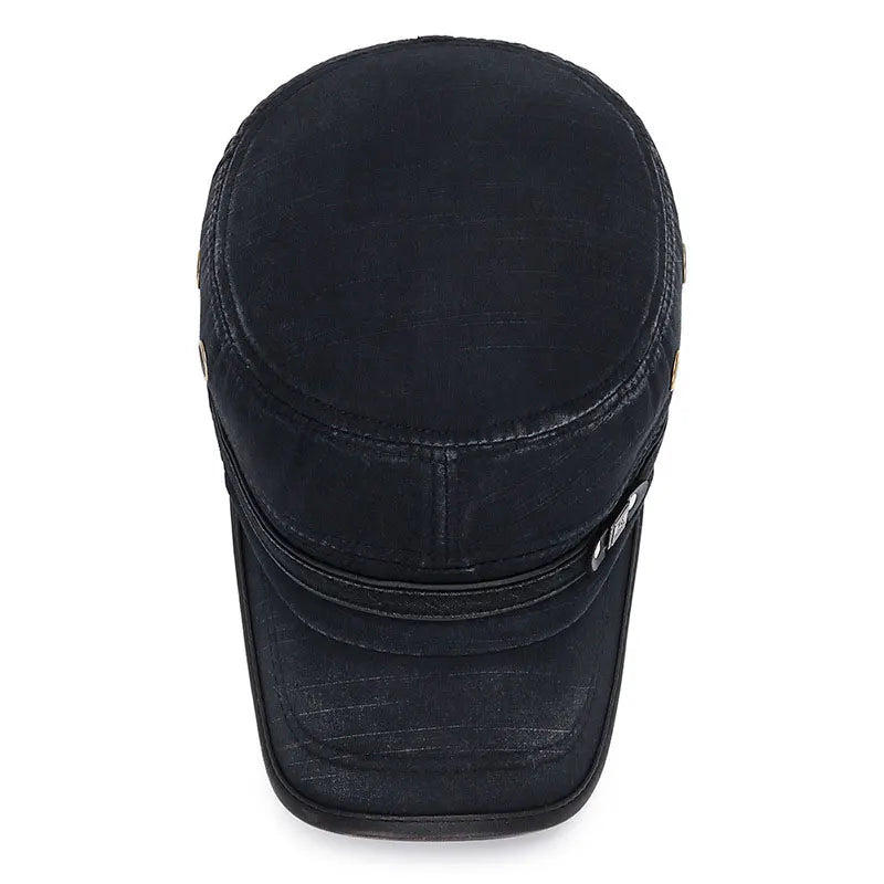 Unisex Baseball Cap Vintage Cadet Top Cap Washed Cotton Fashion Adjustable Flat Top Hat for Men Women