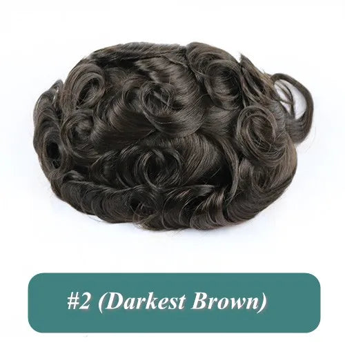 Undetected 0.02mm Thin Skin Natural Hairline Human Hair Men Toupee Black Gray Brown Blonde Male Hair Light Capillary Prosthesis