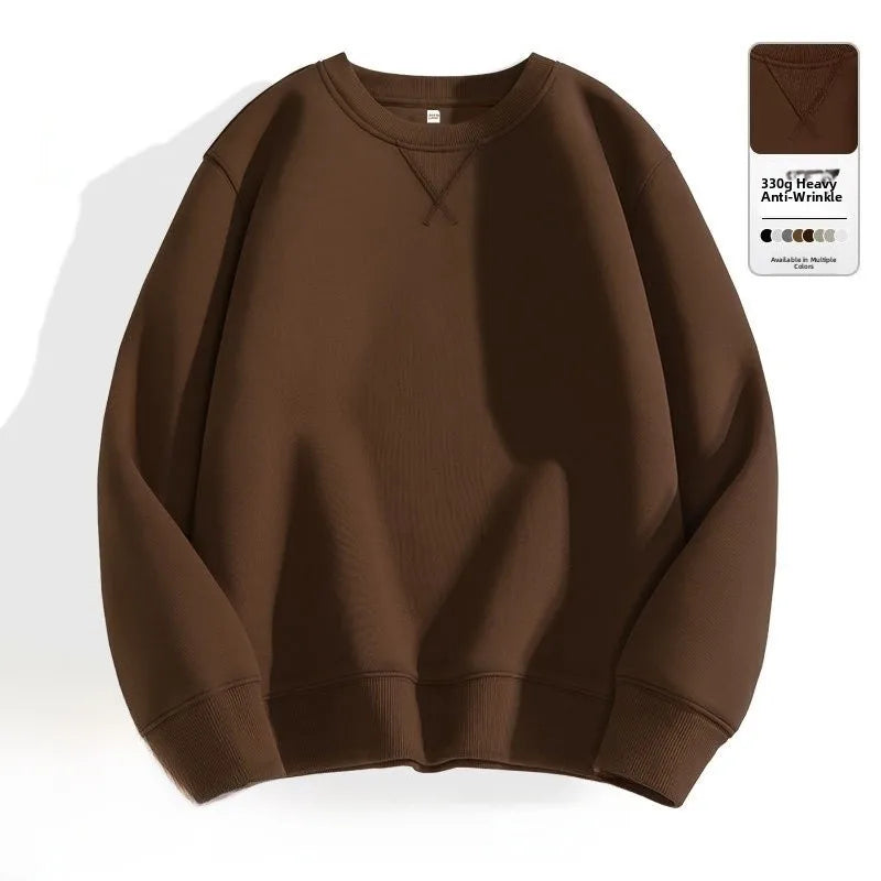 Loose Fit  Color Hoodl Sweatirt Long Sve round Ne Men's Autumn Winter Heavyweight Comfortable Antibacterial Ba...