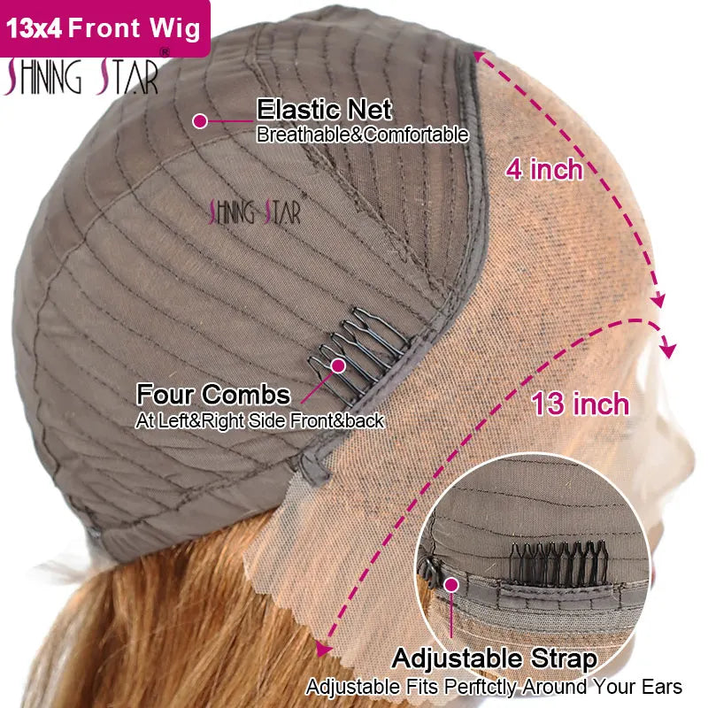 Body Wave 13X4 Lace Frontal Wig Colored Ginger Blonde Hd Transparent 30 32" Brazilian Lace Front Human Hair Wig For Black Women