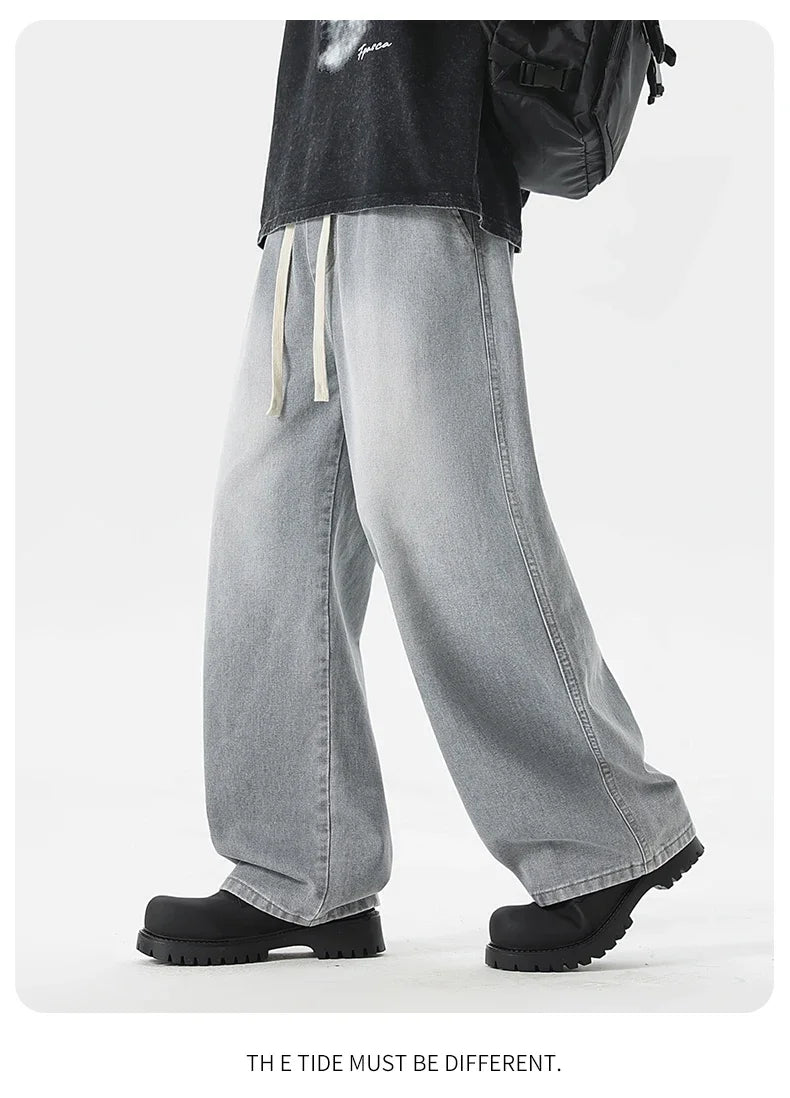 Men's Jeans American Loose Wide-leg Loose Straight Casual Trousers Street Hip-hop Baggy Jeans Black Grey  Blue Streetwear Men