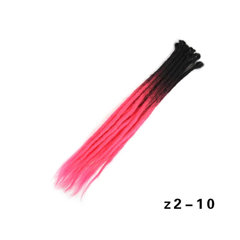 Dreadlocks Extensions Thin 0.7cm Width Synthetic Crochet Braids Hair Dreads Fake Hair Ombre Mint Green Reggae Hip Hop Style Pink