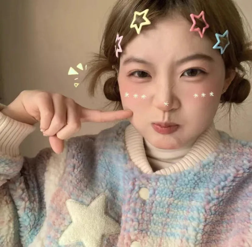 Y2K BB Star Hairclips Girls Colorful Cute Star Barrettes Women Simple Metal Snap Clip Headdress Hair Jewelry Accessories