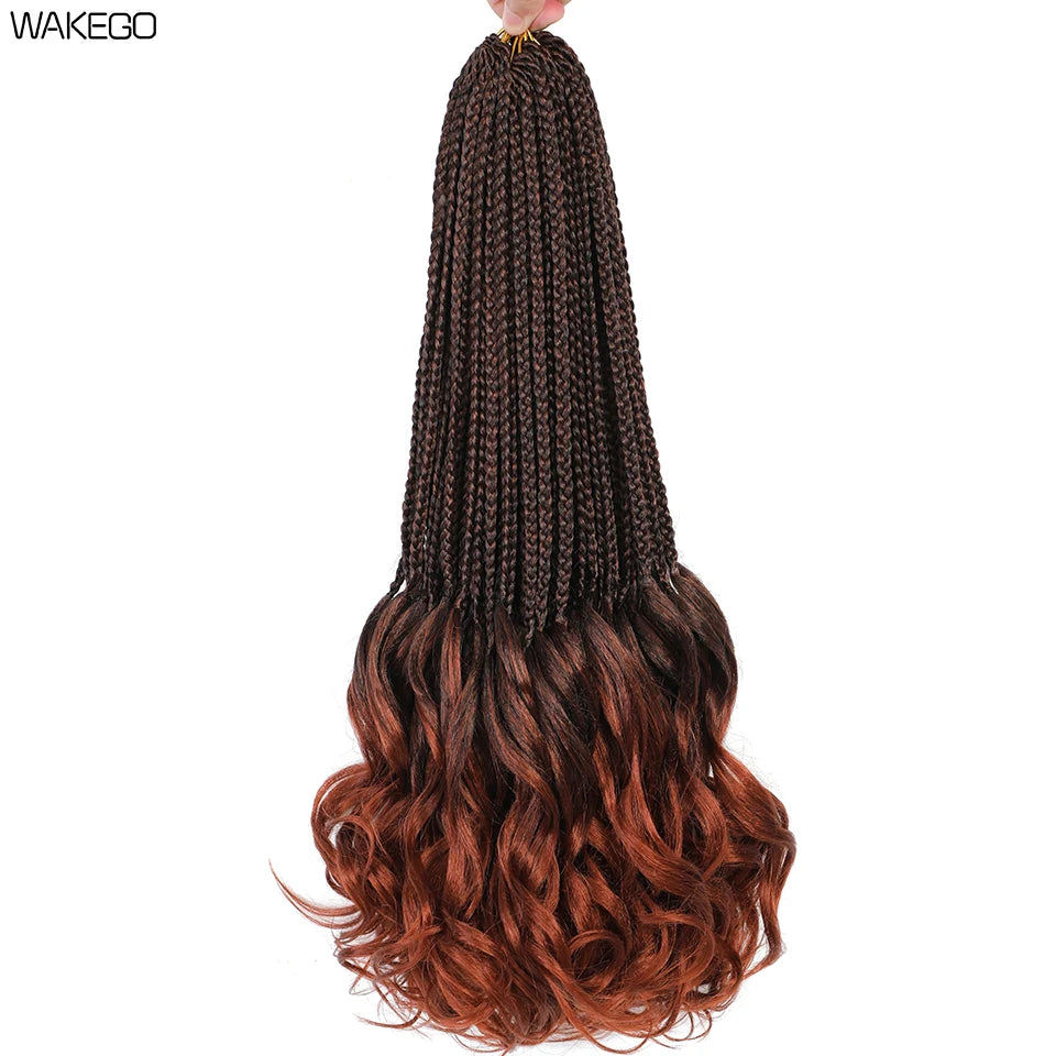 24 18 14 Inches French Curly Crochet Braids New Goddess Box Braids Bouncy French Curl Braid Hair Crochet Synthetic Braiding Hair