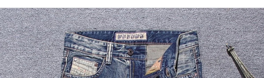 2023 Spring and Autumn New Classic Fashion Solid Color Ripped Small Foot Pants Men's Casual Comfort Elastic High Quality Jeans