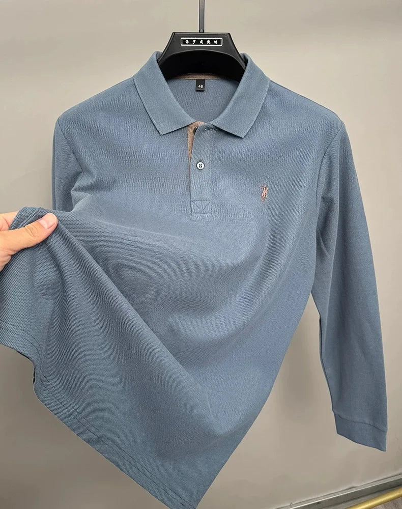 High end brand 100% cotton long sleeve polo shirt men's autumn fashion designer new Paul Pony embroidery casual golf T-shirt
