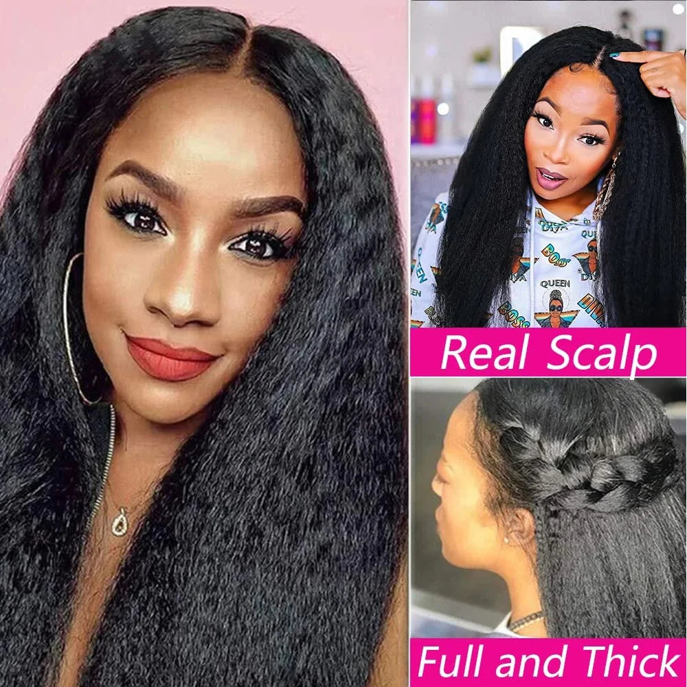 30 Inch Kinky Straight U Part Wig Glueless Wigs Human Hair Ready To Wear Remy Human Hair Wigs V Part Wig No Lace Wigs For Women