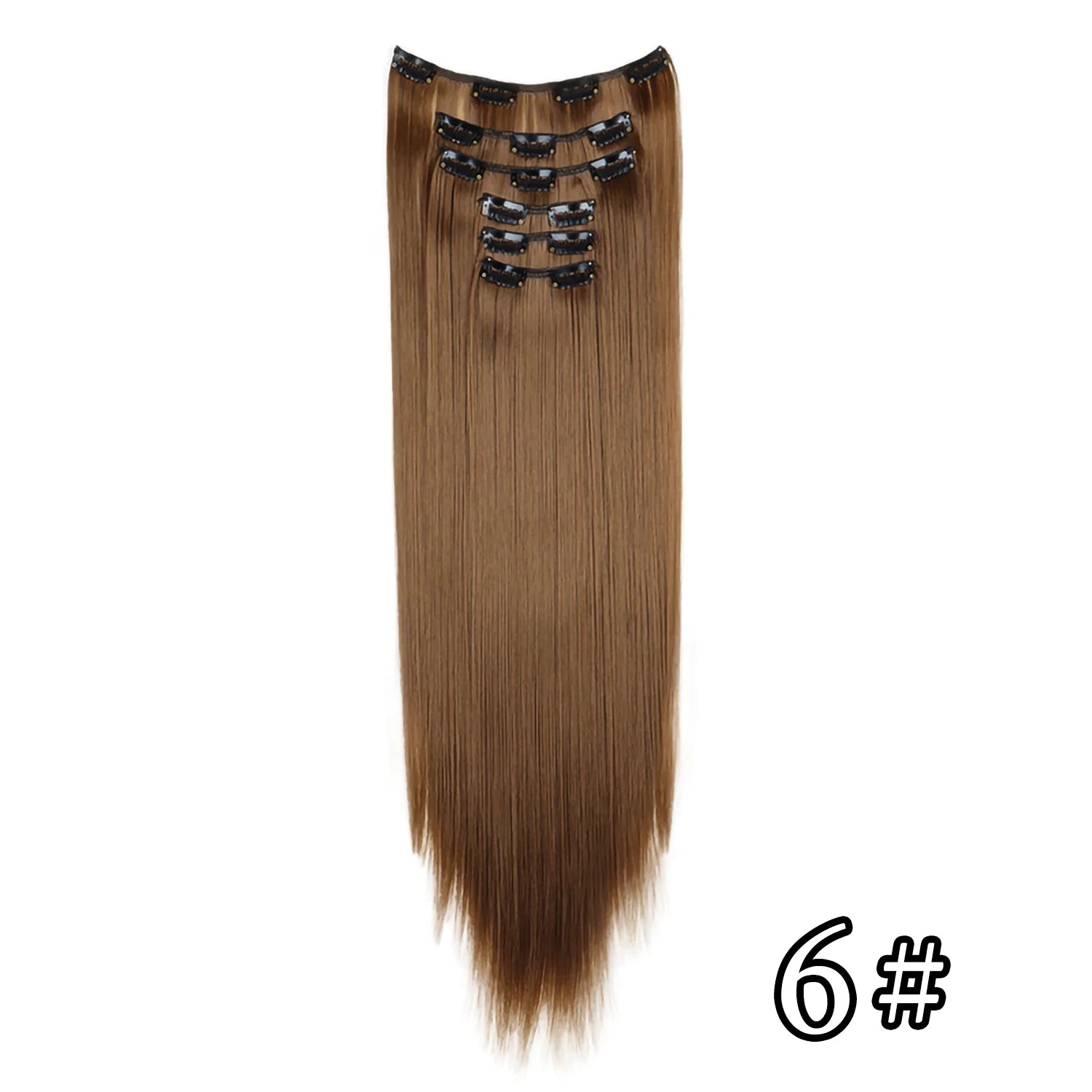 16 clips Synthetic Long Straight Hair Extensions Clips in Hair Black Brown 6Pcs/set Hairpiece for Women