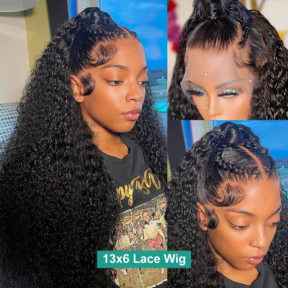 250 Density 360 Full Hd Lace Front Human Hair Wig Pre Plucked 30 Inch Glueless Wig 13X6 Deep Curly Wave Frontal Wig Human Hair