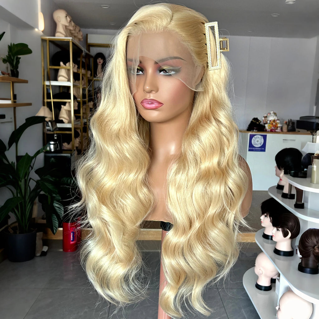 Long Blonde Curly Wavy Wigs for Women Synthetic Hair Free Part Honey Blonde Loose Deep Wave 13X4 Frontal Wigs for Daily Party