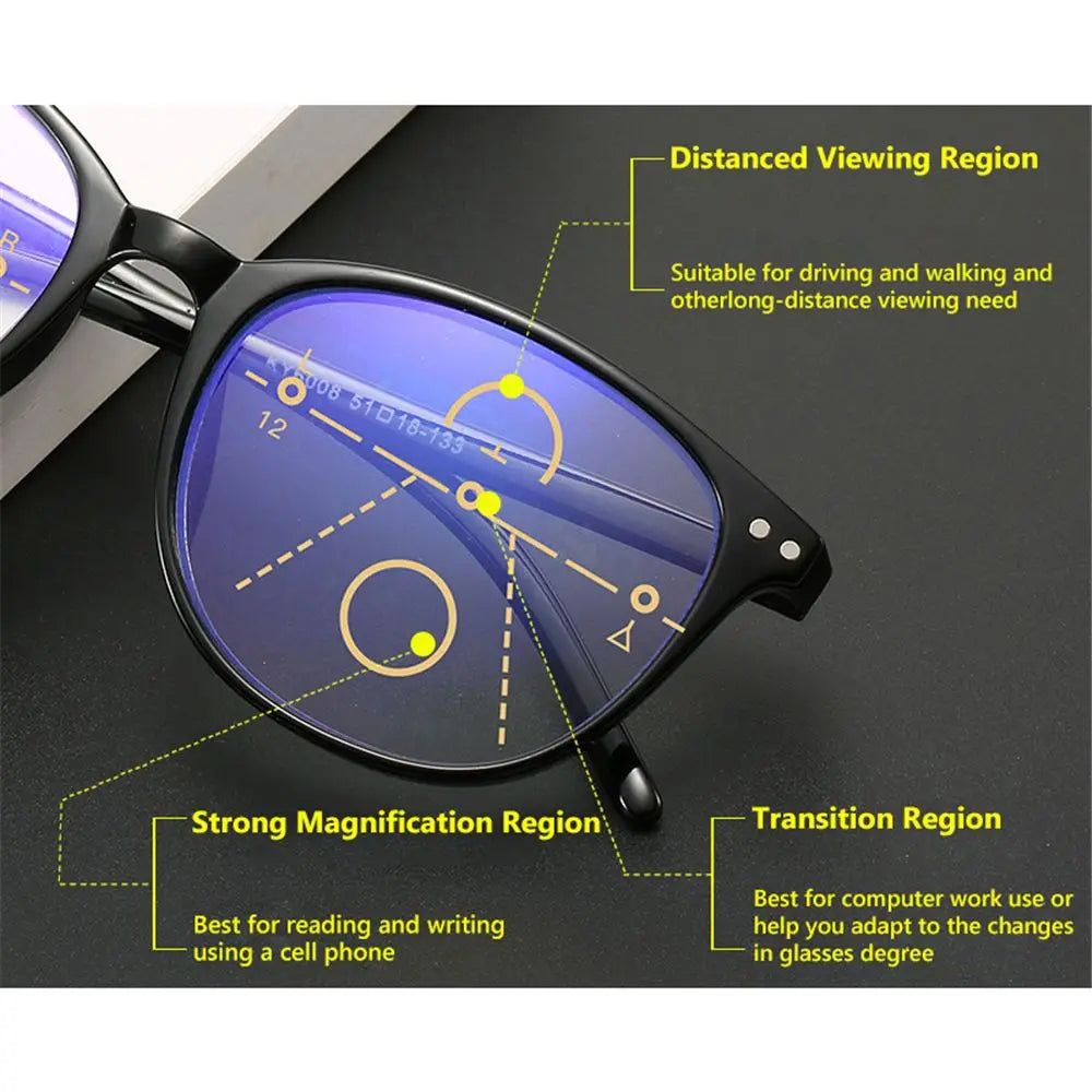 1PC Progressive Multifocus Reading Glasses Blue Light Blocking Computer Glasses Fashion Readers Eyewear With Spring Hinge