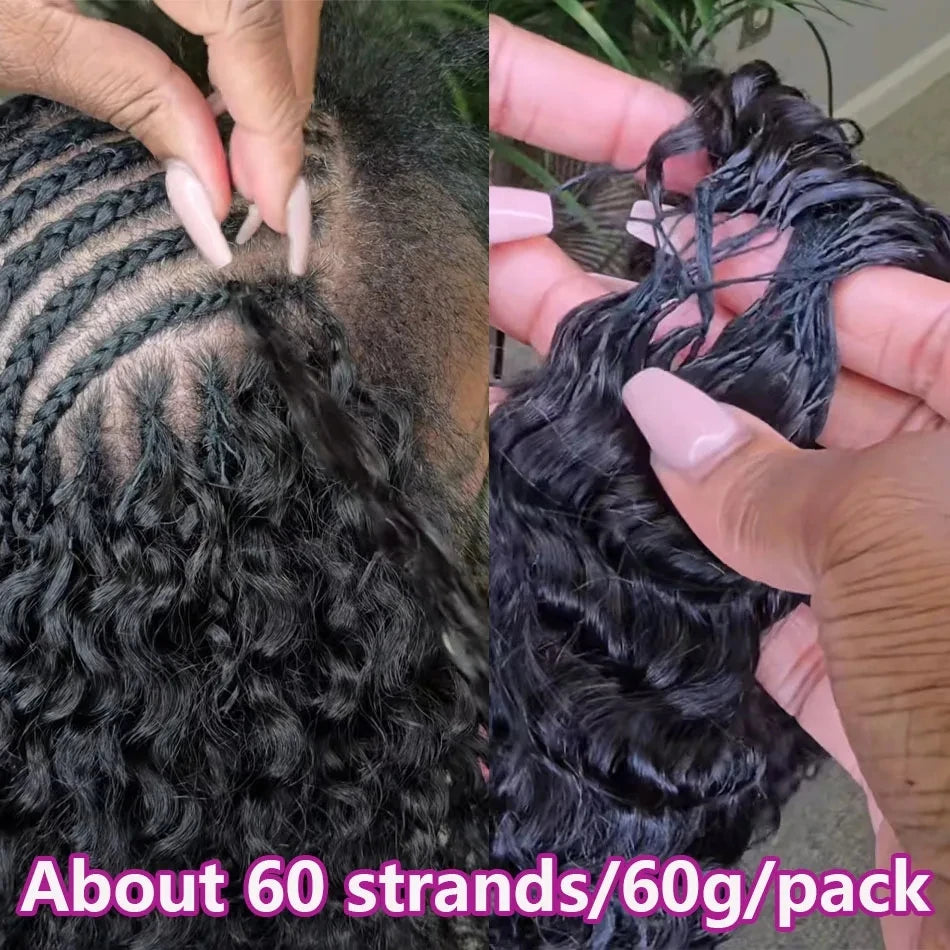 Crochet Human Hair Small Spirals Curly For Women Natural Black Deep Wave Braiding Hair Braid Kinky Curly Feather Hair Extensions